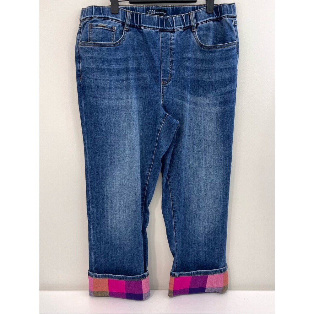 French Dressing Jeans Plaid Cuff Size 16